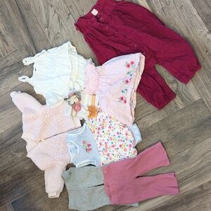8pc Gap Old Navy Little Me Cat Jack Mixed Brands Girls Baby Clothes 3-6 Mo